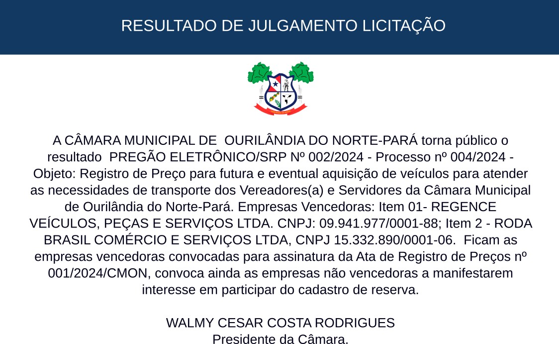RESULTADO DE JULGAMENTO LICITAÇÃO